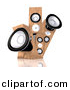 Clipart of a 3d Wood Speakers by
