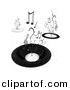 Clipart of a Abstract Black Speakers with Music Notes Rising up by