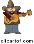 Clipart of a Cartoon Country Cowboy Playing a Guitar by Djart
