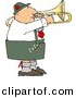 Clipart of a Cartoon German Trombone Player by Djart