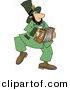 Clipart of a Cartoon Irish Leprechaun Playing an Accordion by Djart