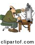 Clipart of a Cartoon Man Talking over Radio at an Old Broadcast Station by Djart