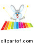 Clipart of a Cartoon Rabbit Playing Colorful Xylophone by Alex Bannykh