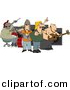 Clipart of a Cartoon Rock Band Playing by Djart