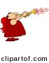Clipart of a Cartoon Valentine Cupid Man Blowing Love Hearts out of a Trumpet by Djart