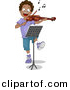 Clipart of a Happy Cartoon Black Boy Dancing While Playing a Violin by BNP Design Studio