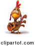 Vector Clipart of a 3d Brown Rooster Playing a Guitar by