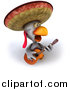 Vector Clipart of a 3d Mexican Chicken Playing a Guitar and Singing by