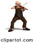 Vector Clipart of a 3d Old Senior Man Playing a Violin by