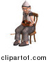 Vector Clipart of a 3d Old Senior Man Sitting with a Violin by Ralf61