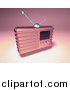 Vector Clipart of a 3d Pink Retro Metal Radio by