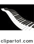 Vector Clipart of a 3d Waving Piano Keyboard with White and Black Keys, over a Black Background by KJ Pargeter