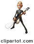 Vector Clipart of a 3d White Business Man Playing an Electric Guitar by