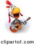 Vector Clipart of a 3d White Chicken Guitarist by