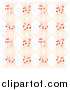 Vector Clipart of a Background Pattern of Orange Music Lines and Notes on White by Cherie Reve
