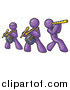 Vector Clipart of a Band of Purple Men Playing Flutes and Drums at a Music Concert by Leo Blanchette