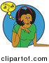Vector Clipart of a Beautiful Young Black Woman in a Green T Shirt Relaxing While Listening to Tunes Through Music Headphones by Andy Nortnik