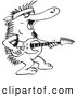 Vector Clipart of a Cartoon Australian Echidna Playing Guitar - Outline by Dennis Holmes Designs