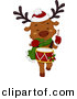 Vector Clipart of a Cartoon Christmas Reindeer Playing a Drum While Marching by BNP Design Studio