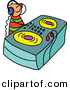 Vector Clipart of a Cartoon DJ Kid Wearing Headphones and Mixing Music by Prawny