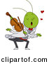 Vector Clipart of a Cartoon Grasshopper Playing Violin Love Music by BNP Design Studio