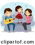 Vector Clipart of a Cartoon Happy Musical Family Playing Music Together by BNP Design Studio