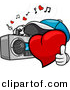 Vector Clipart of a Cartoon Heart Character Listening to Music from Boom Box by BNP Design Studio