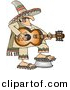 Vector Clipart of a Cartoon Mexican Guitarist Playing Guitar by Djart