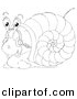 Vector Clipart of a Cartoon Snail Listening to Music with Headphones - Outlined Coloring Page Art by Alex Bannykh