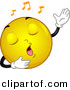 Vector Clipart of a Cartoon Yellow Smiley Emoticon Singing by BNP Design Studio