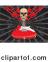 Vector Clipart of a Flaming Skull over a Red Electric Guitar on a Gray and Black Background by David Rey