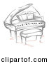 Vector Clipart of a Grand Piano with Bench - Sketched Version by BNP Design Studio