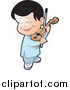 Vector Clipart of a Happy Black Haired Boy Playing a Violin by Lal Perera