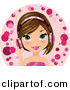 Vector Clipart of a Happy White Girl Wearing Pink Headphones by Melisende Vector