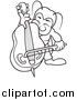 Vector Clipart of a Lineart Bug Playing a Bass by Dero