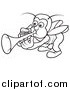 Vector Clipart of a Lineart Bug Playing a Trumpet by Dero