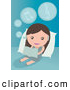 Vector Clipart of a Little Girl Listening to Music and Reading in Bed by Mayawizard101