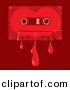 Vector Clipart of a Love Song Cassette Tape Bleeding over Red Background by Any Vector
