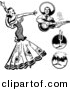 Vector Clipart of a Mexican Flaminco Dancer - Digital Collage - Retro Black and White Version by BestVector