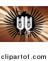 Vector Clipart of a Pair of Music Speakers Dripping over Black Grunge Wings on a Bursting Brown Background by KJ Pargeter
