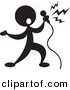 Vector Clipart of a Person Singin into Microphone - Silhouette by