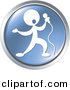 Vector Clipart of a Person Singing - Blue Website Button Icon by