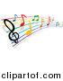 Vector Clipart of a Rainbow Staff and Colorful Music Notes by Vector Tradition SM