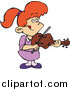 Vector Clipart of a Red Haired White Girl Playing a Violin by Dennis Holmes Designs