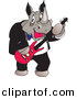 Vector Clipart of a Rhino Playing an Electric Guitar by Dennis Holmes Designs
