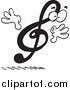 Vector Clipart of a Surprised Treble Clef by Toonaday
