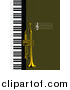 Vector Clipart of a Trumpet and Keyboard Background by