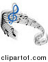 Vector Clipart of a Waving Staff and Music Notes by Vector Tradition SM