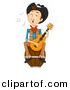 Vector Clipart of a Wild West Cartoon Cowboy Playing a Guitar While Singing by BNP Design Studio