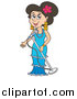Vector Clipart of a Woman Singing into a Microphone by Visekart
